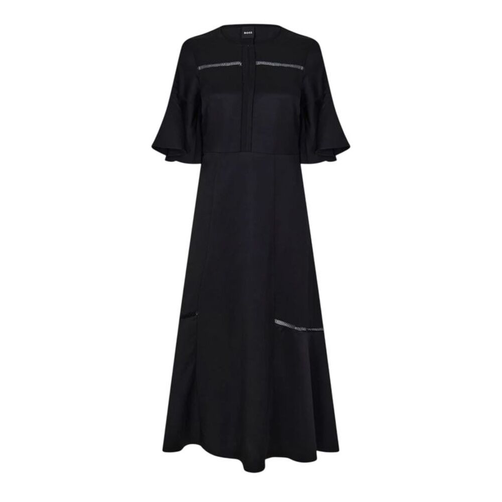 Boss Womens/Ladies Dileina Maxi Crew Neck Skater Dress / Black